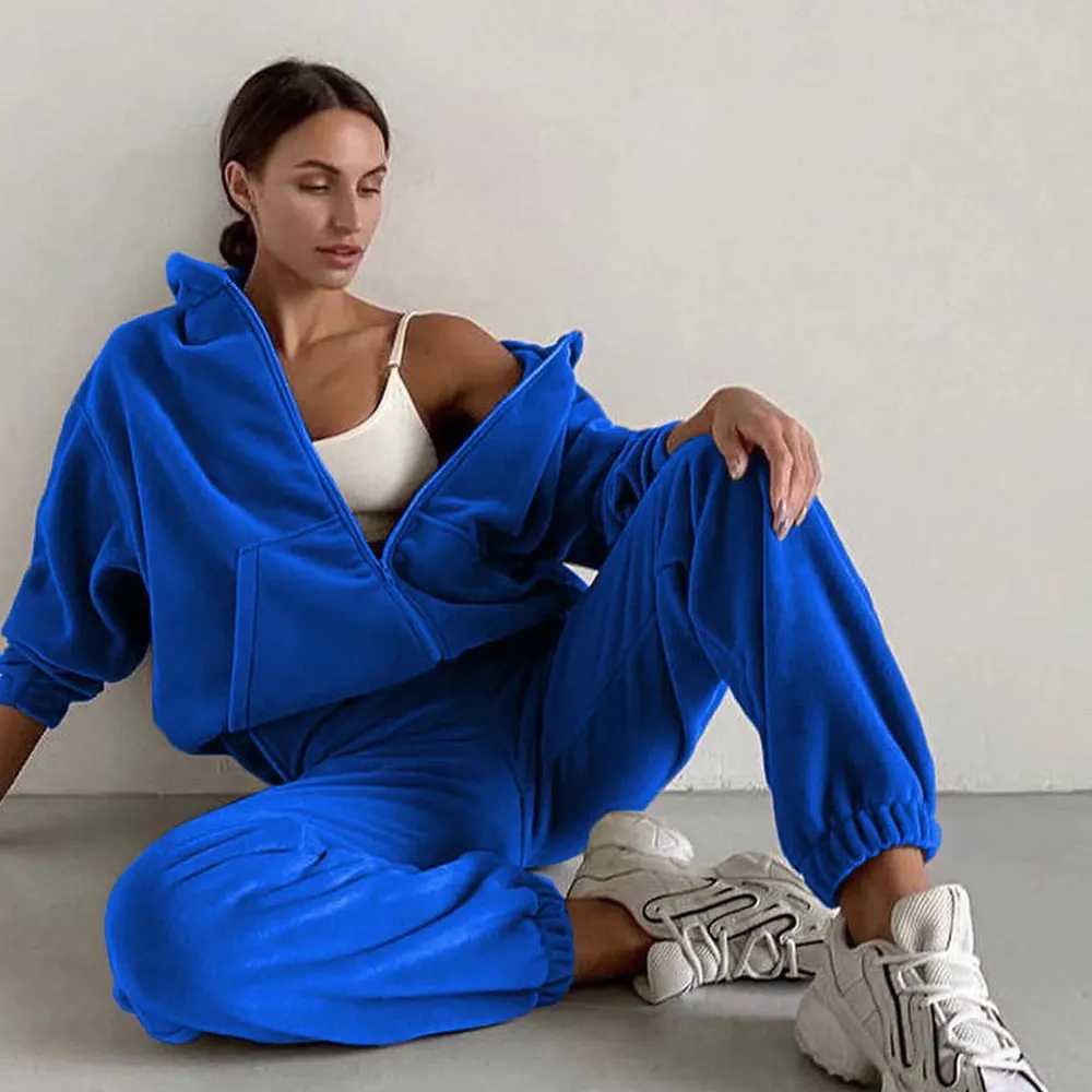 Spring 2023 Women\'s Brand Velvet Fabric Tracksuits Velour Hoody Track Suit Hoodies and Pants Oversized Sportswear Two Pieces Set