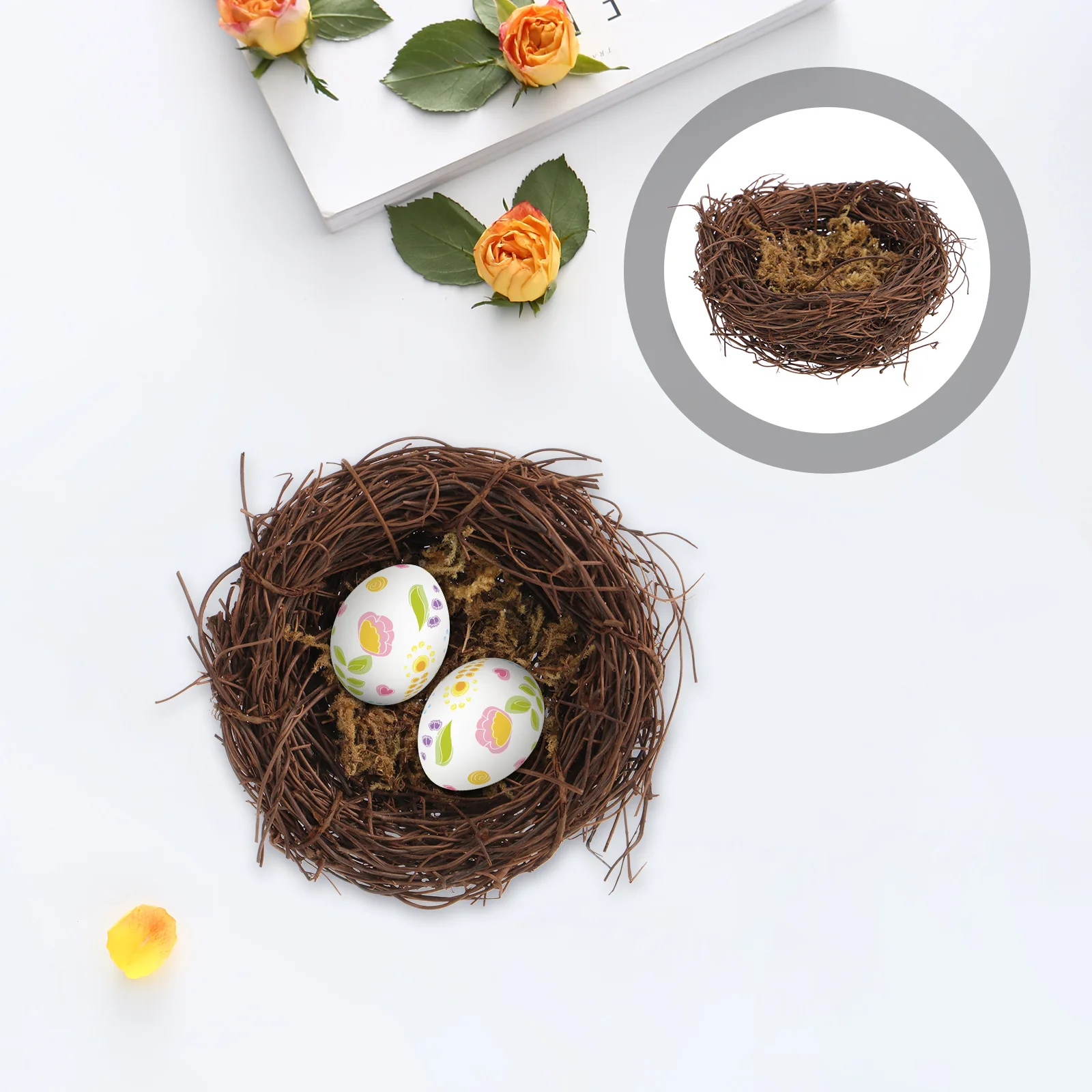 

4Pcs Bird Nest Decorative Crafts Fake Birds Nest for Tree Table Centerpiece Spring Festival Photography Prop Rustic Holiday