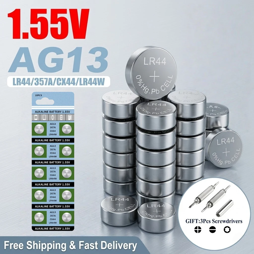 

10-50PCS LR44 AG13 1.5V Button Cell Battery 357 SR44 LR1154 RW82 SR1154 SP76 Coin Battery For Watch Toys Remote