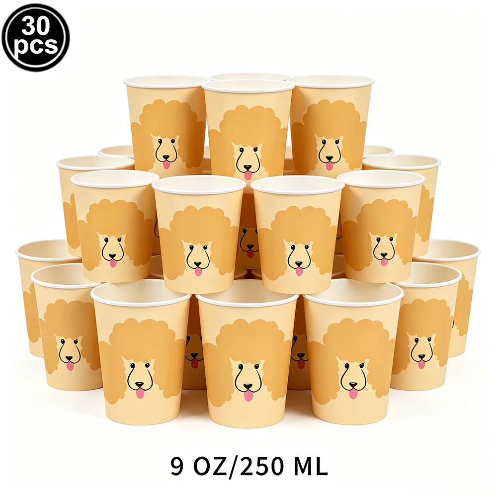 Bunte Hundepfotenabdrücke Thema Einweggeschirr Hundepfotenknochenschild Papierservietten Tassen Teller Strohhalme Geburtstagsparty-Dekorationen – Detail 5
