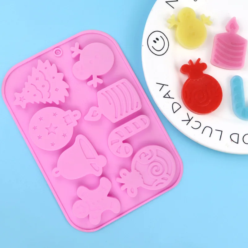 Wholesale 8-Linked Christmas Silicone Chocolate Mold Candy Pudding Mould Handmade Resin Decoration Molds 1335