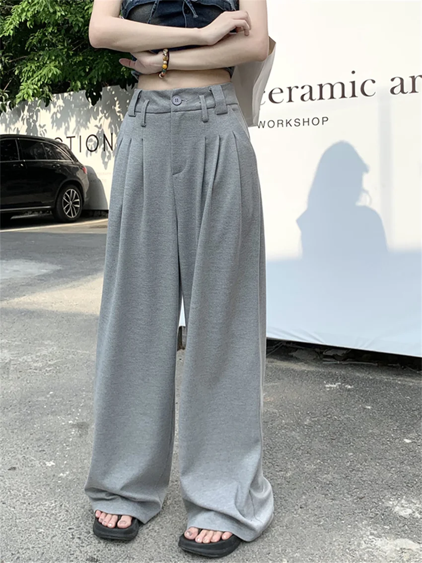 

Alien Kitty New Slim Daily Pants Women Work Wear Summer Chic High Street Loose Office Lady Straight Streetwear 2023 Wide Leg