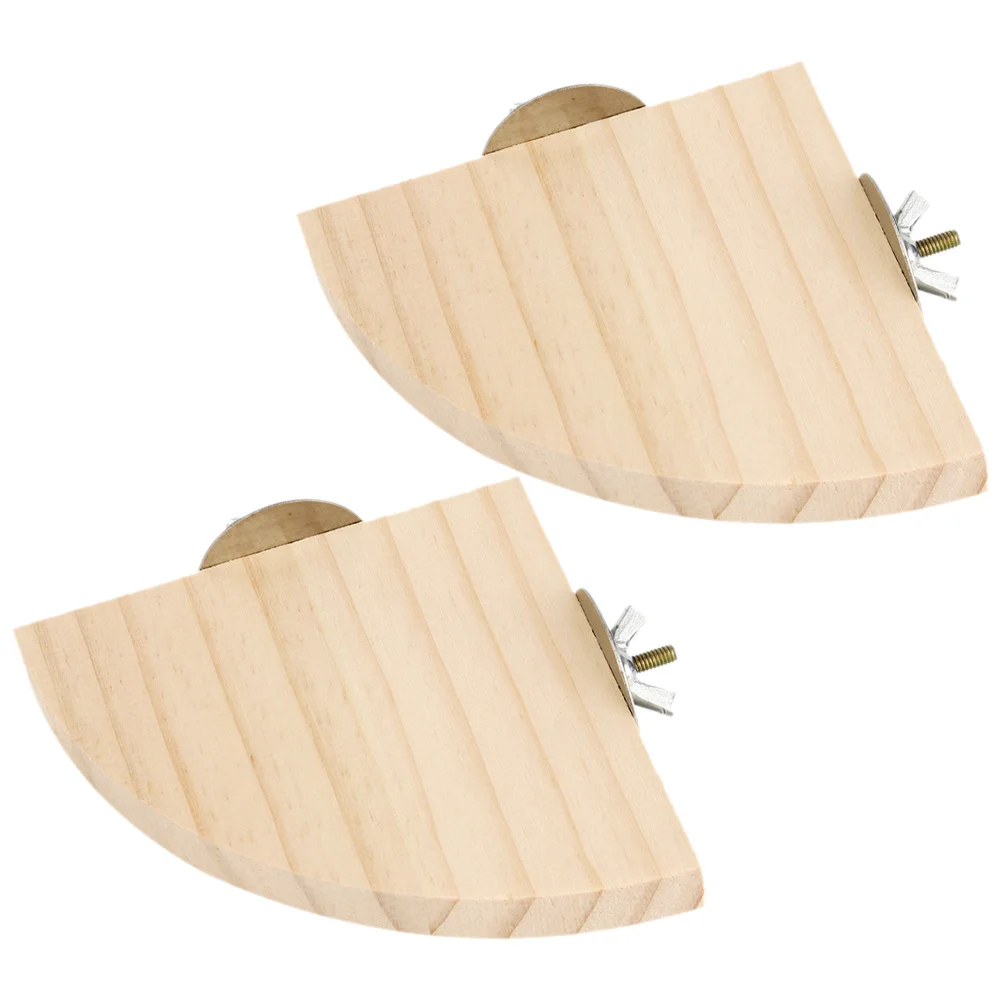 

2 Pcs Wooden Parrot Perch Bird Platform Stands Rack Indoor Cage Standing Natural