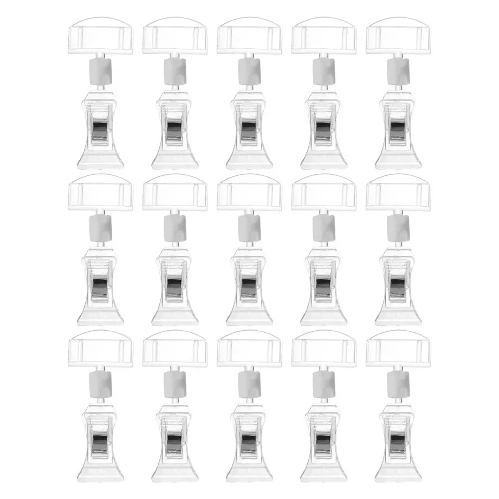 

15Pcs Sign Display Clips Clear Rotatable Double Sided Price Tag Holders for Supermarket Retail Merchandise Display