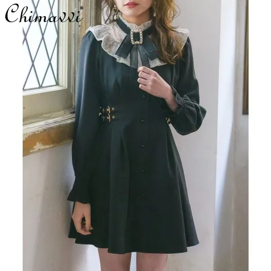 

Fashion Rojita Lolita Style Vintage Dress Gir Casual Dress Mine Mass-Produced Waist Slimming New Spring Autumn Dress for Women