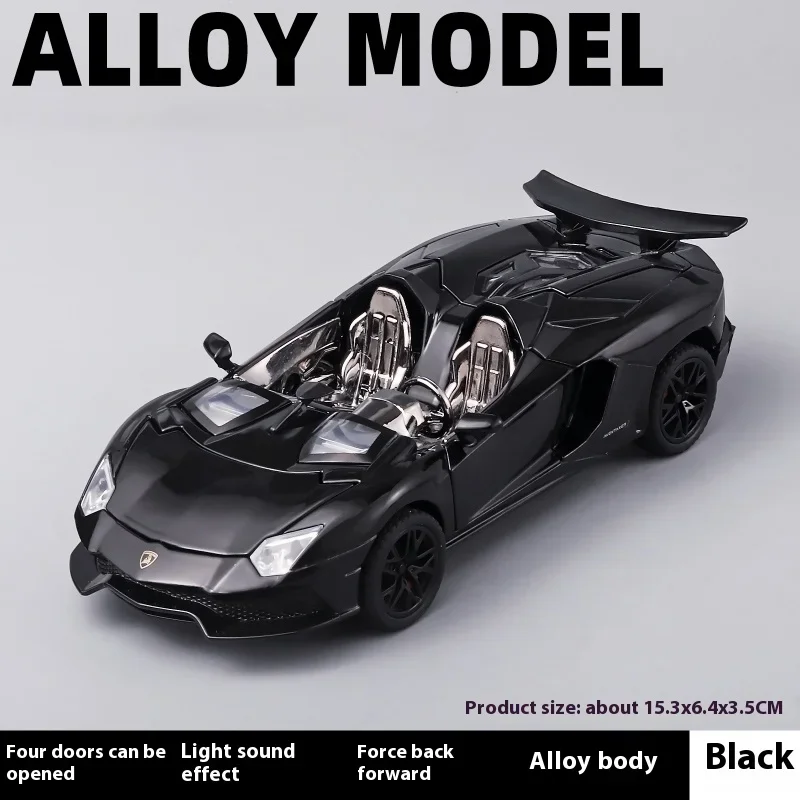 1:32 Lamborghini J Convertible Metal Alloy Diecast Vehicle Model Sound & Light Car Model Toy for Boy Simulate Miniatures Present