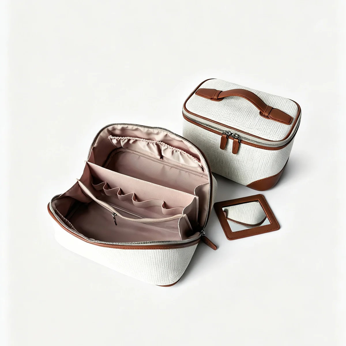 Neue Damen-Kosmetiktasche aus Canvas, hochwertigem Leder, große Reisehandtasche, Organizer, Damen-Toilettentasche, Luxustasche – Detail 17