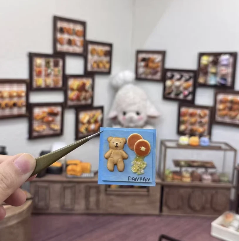 Handmade Miniature Clay Food Toys Mini Lunch Meat Can Bread Bear Cookies Dollhouse Decor Realistic 1/6 Dollhouse Play Food Set