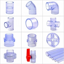 20~63mm Blue Transparent UPVC Pipe Connectors Aquarium Fish Tank Drainage Pipe Quick Fittings Garden Irrigation Tube Joint Valve