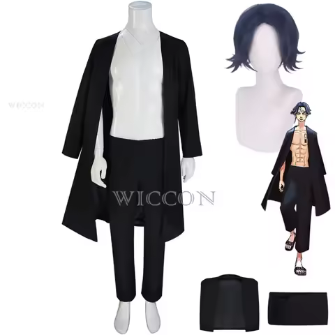 Anime Tokyo Kakucho Cosplay Costume Wig Black Long Coat Cloak Daily Uniform Adult Man Carnival Masquerade Suit