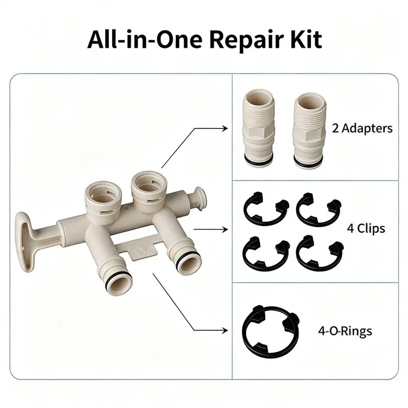 Exquisite-Bypass Valve Assembly Kit With 2 Adapters, 4 Clips, And 4 O-Rings- Water Softener Model 7345388