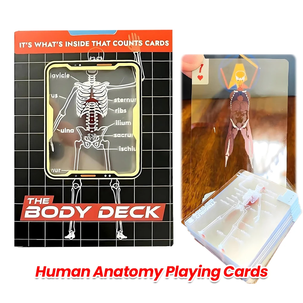 

3D Image Educational Cards Reusable Funny Anatomy Poker Multi-Purpose Body Transparent Playing Cards for Friend Gifts