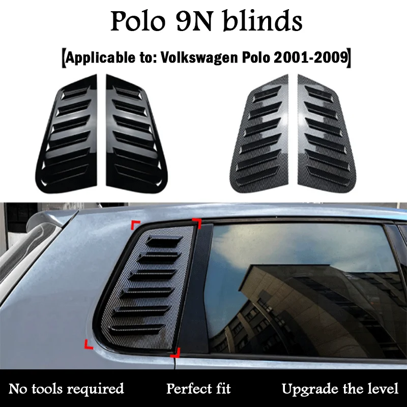 

For Volkswagen VW Polo 9N 2001-2009 Car Rear Louver Window Side Shutter Cover Trim Sticker Vent Scoop ABS