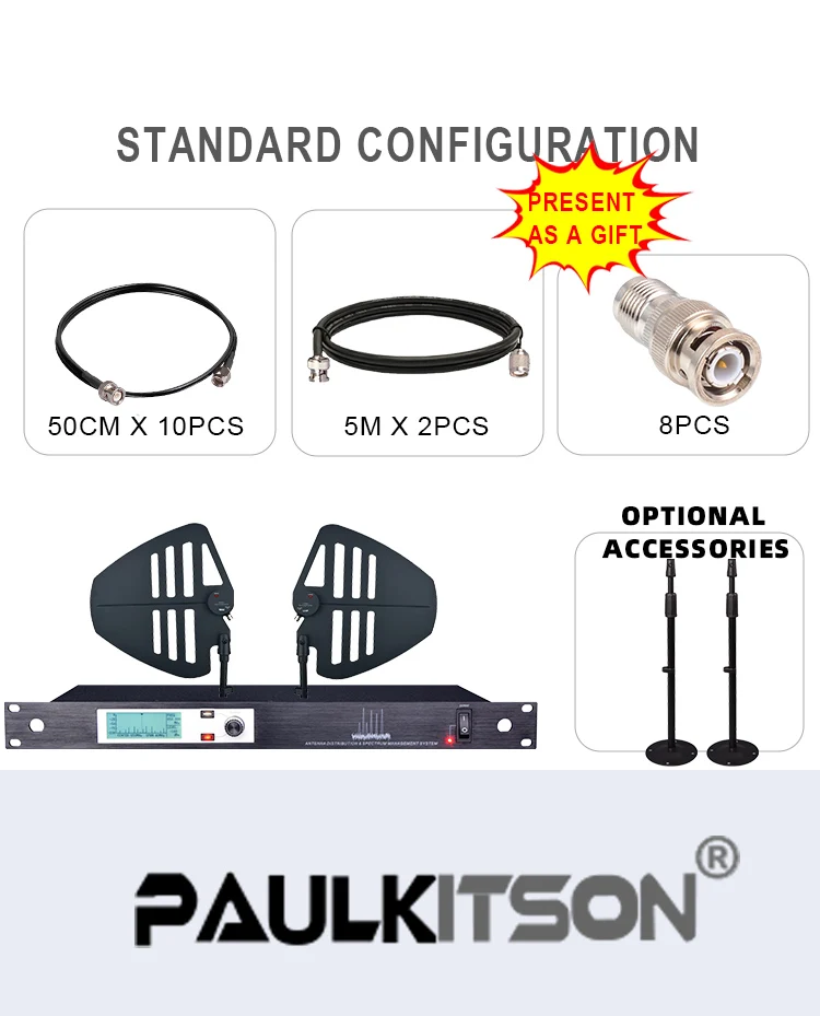 Paulkitson SP210/UA49B UHF-Antennenverteilungssystem Mikrofon-Antennen-Kombinierer HF-Splitter mit Spektrummanagement-System – Detail 13