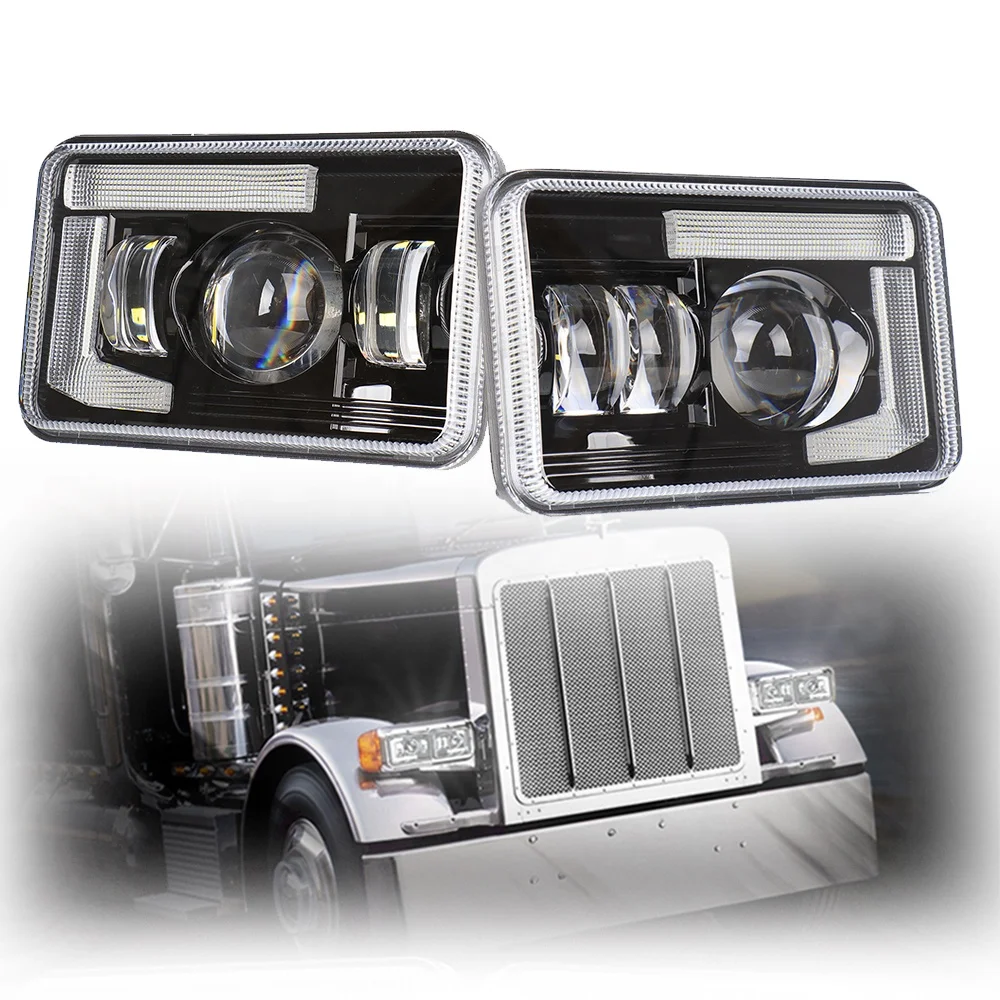 

4x6 led headlight for Kenworth Accessories T800 T400 T600 W900 W900B W900L Classic 120 132 HK C500 Halo Lights Truck Parts