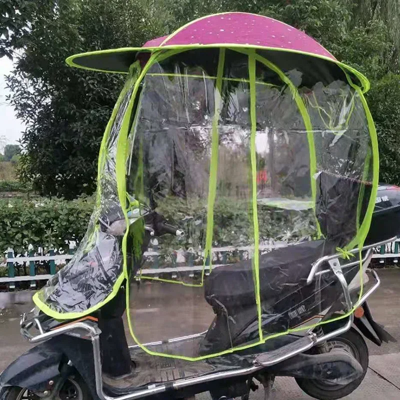 NIEUW Volledig gesloten luifel Verwijderbare parasol voor elektrische voertuigen Motorregendichte hoes Verdikte luifel met metalen beugel