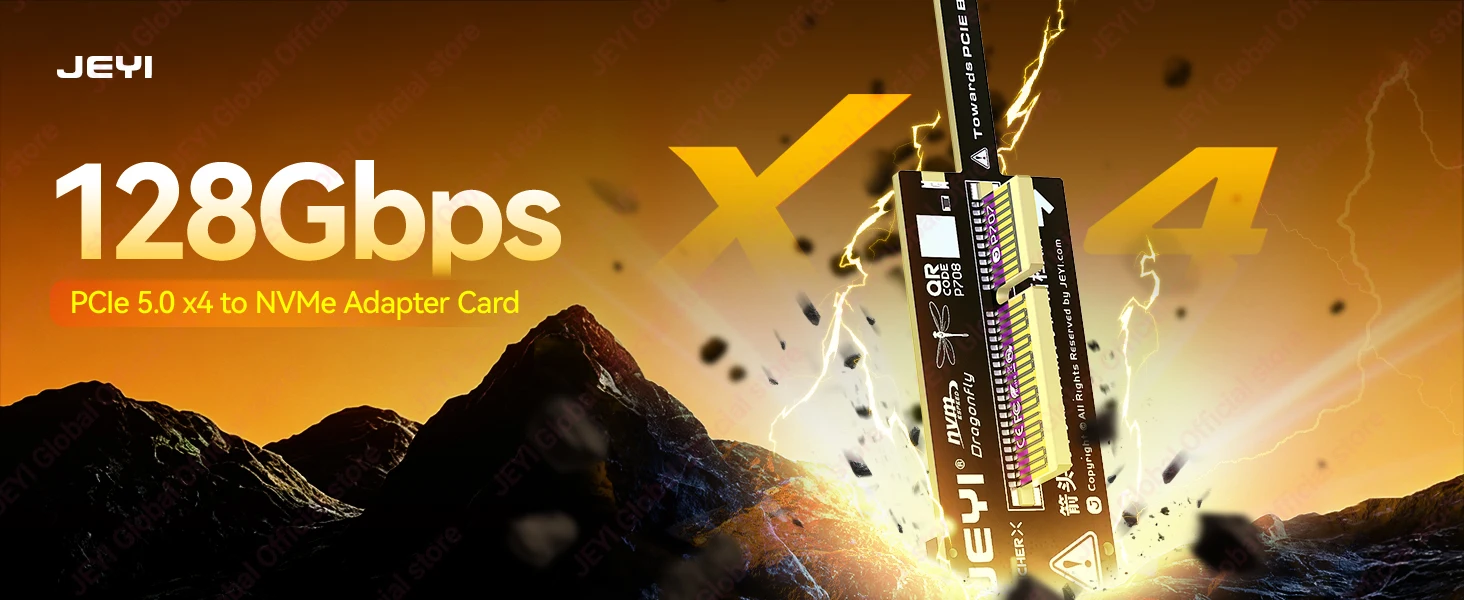 JEYI Flache PCIe 5.0 X4 zu NVMe Adapterkarte 128Gbps Kompaktes Mini-Design Ohne GPU-Blockierung Nur für M.2 2280 NVMe SSD für PCIe 4.0 – Detail 2
