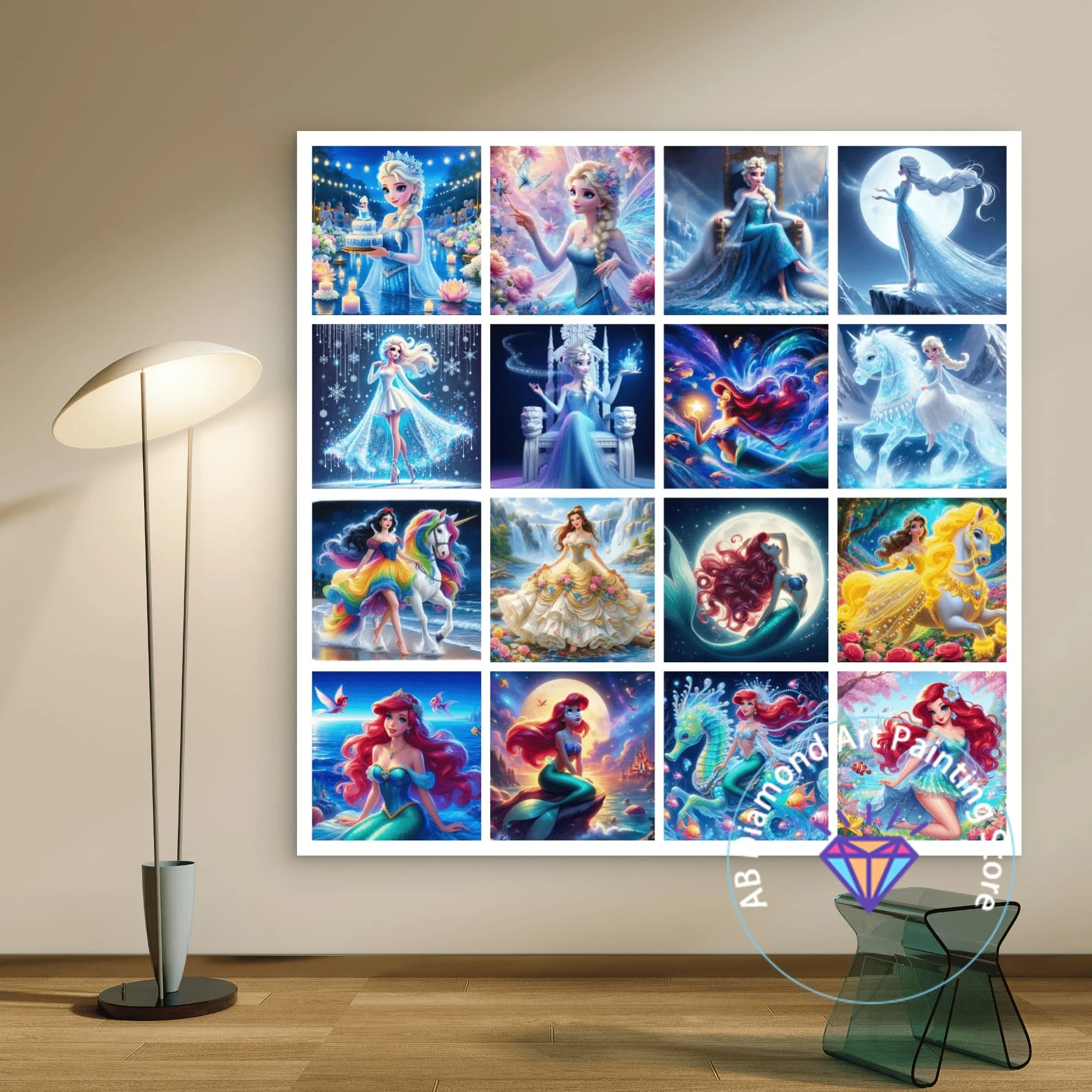 

Princess Elsa Mermaid Snow White AB Diamond Painting Kit 5D DIY Cross Stitch Handmade Art Gift Crafts Home Decor exquisite Gift