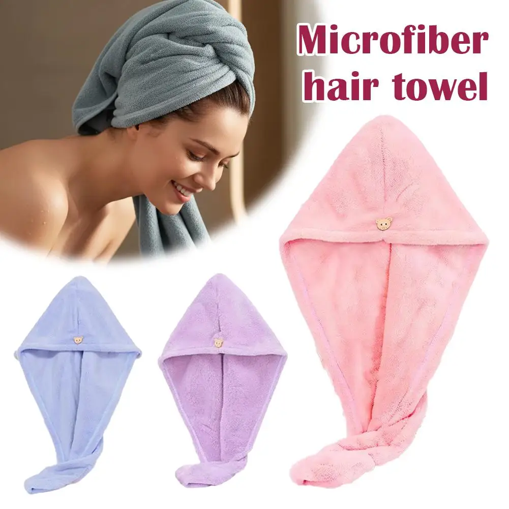 Women Long Hair Quick-Dry Hair Towel Soft Microfiber Towels Shower Cap Towel Bath Hats for Women Dry Hair Cap Lady Turban Head