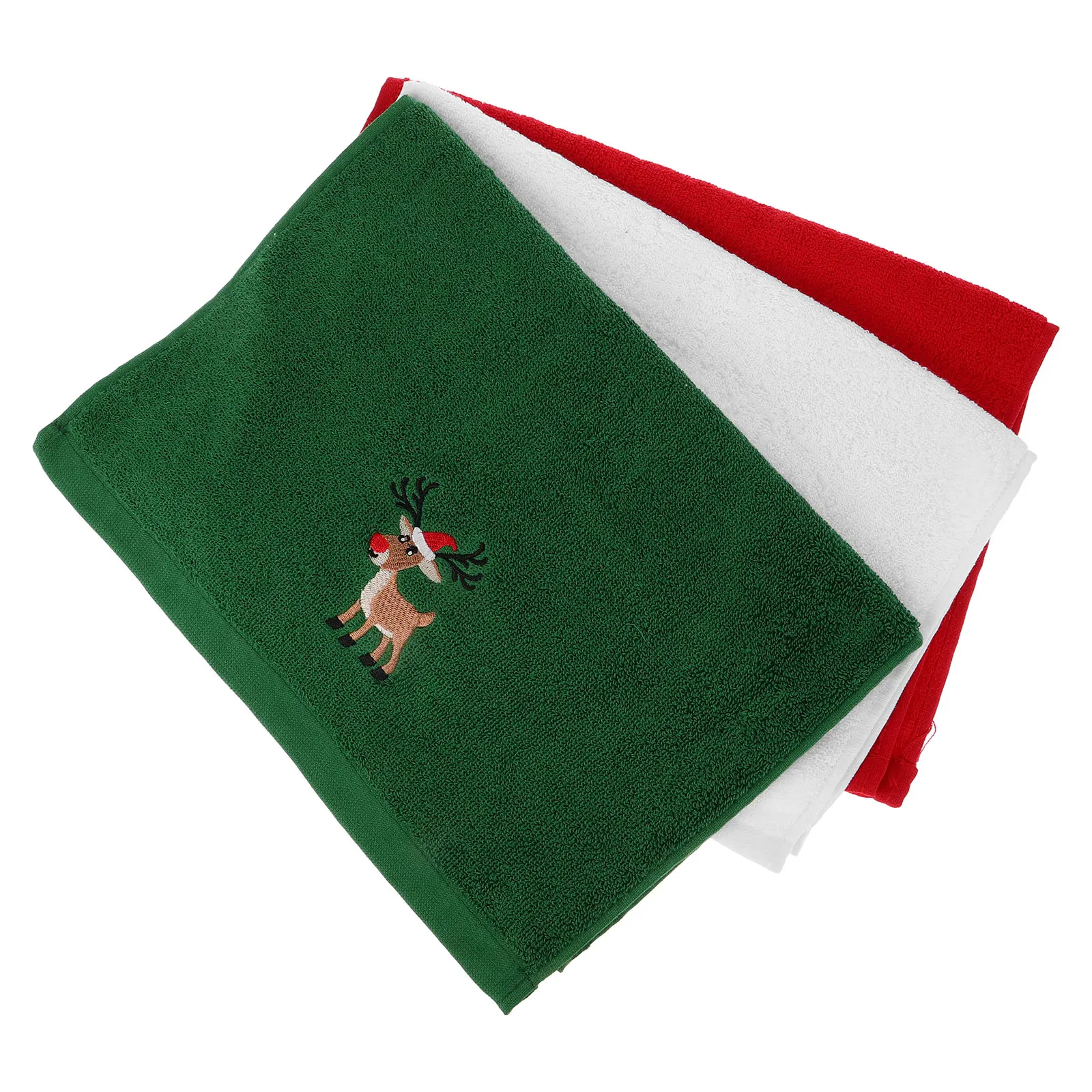 

3Pcs Christmas Themed Embroidery Towel Set Mild Cotton Material Holiday Decorative Hand Towels Washable Gift