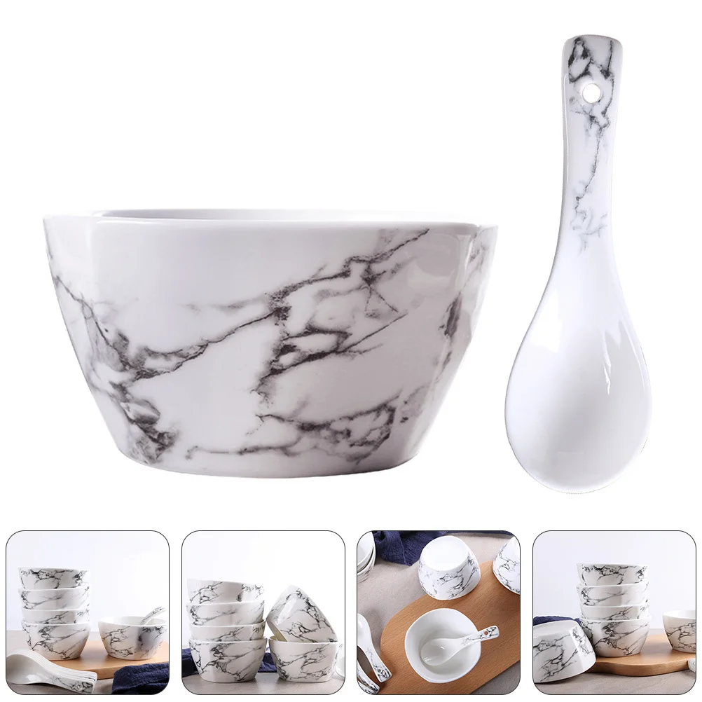 

1 комплект, набор керамических мисок с мрамором, разные цвета, рисовый салат, суп, макарон, лапша, сервировка еды, посуда, керамическая миска