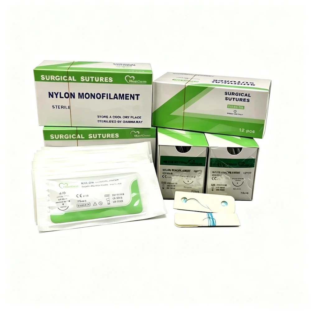 Medical-Grade Nylon Suture with Precision Steel Needle, High Tensile Strength for Dental Implant and Oral Surgery Use