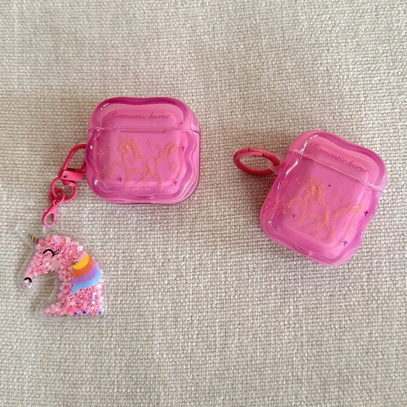 

Romantic Pink Unicorn Earphone Case For Apple Airpods 4 3 2 Pro 3 Cover with Pendant Silicone Headphone Cases For Airpods Pro 3