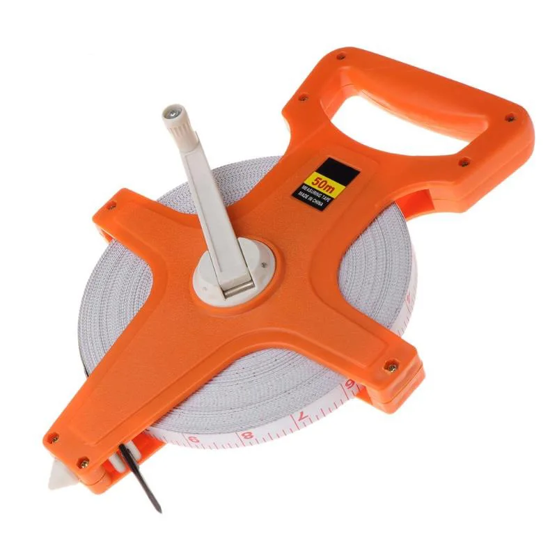 30m 50m 100m Tape Measure Fiberglass Open Reel Measuring Metric Imperial