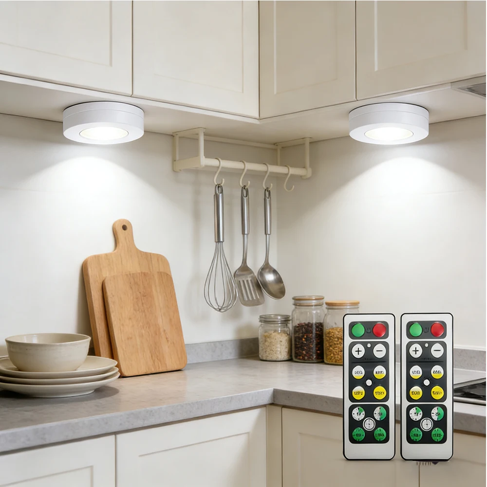 Dimming Touch Sensor LED Under Cabinet Light For Kitchen Hallway Wardrobe Night Lamp Led Puck Lights With Wireless Controller