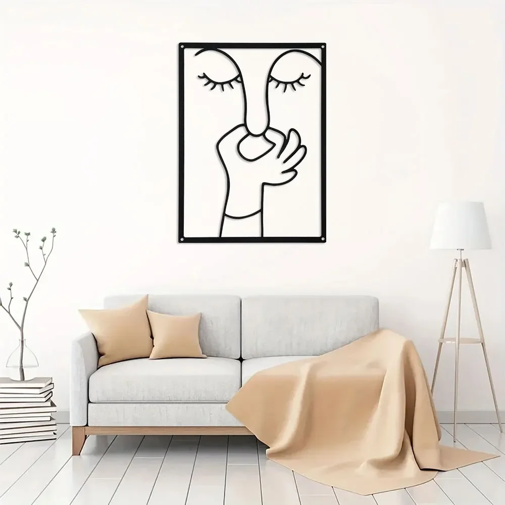 1 plaque de salle de bain en métal humoristique avec design minimaliste au trait - Décoration de toilettes pour WC invités - Art mural amusant pour toilettes