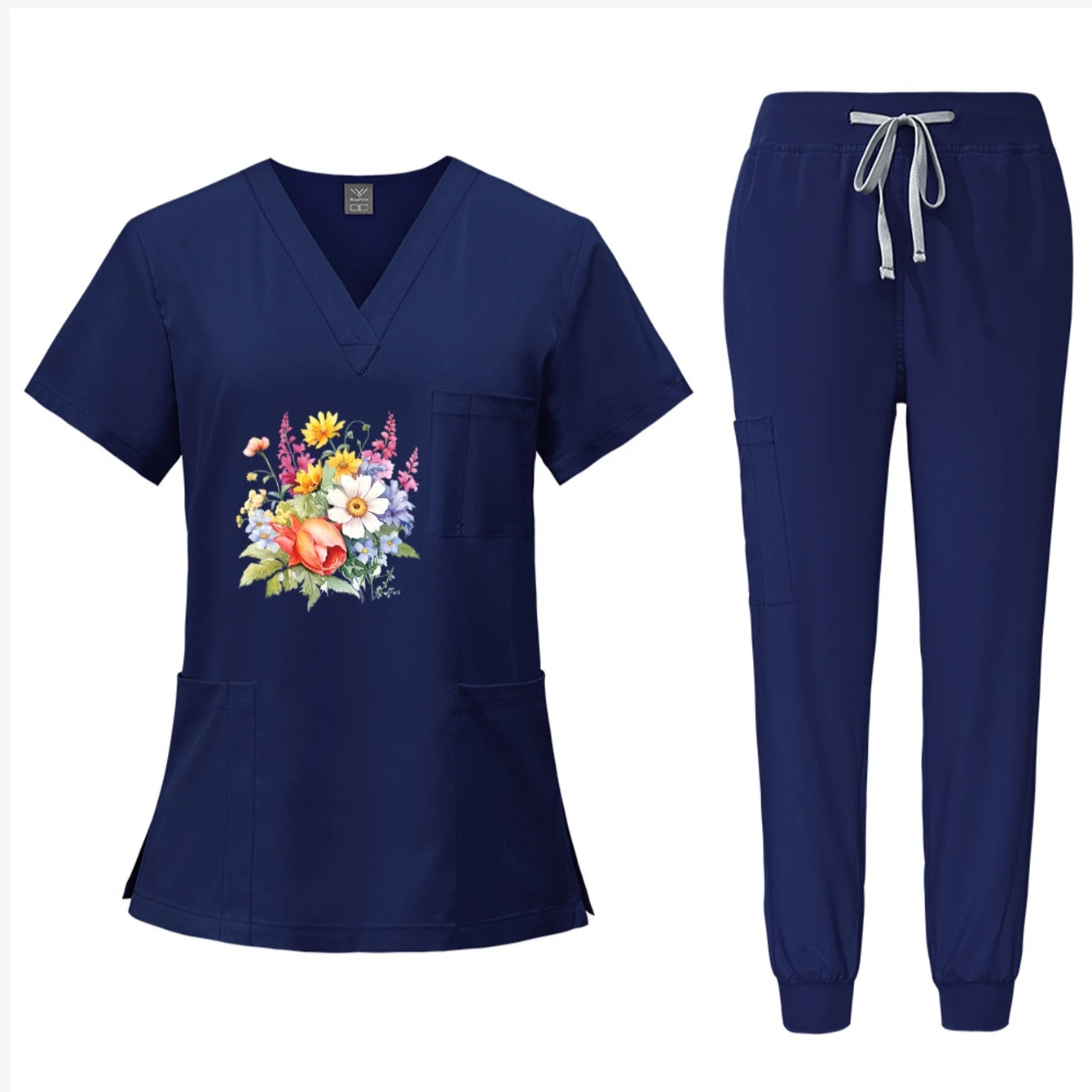 

Summer Thin Stretchy Quick-Dry Workshop Workwear Set - Exclusive Custom Floral Print Factory Uniform for Men Women