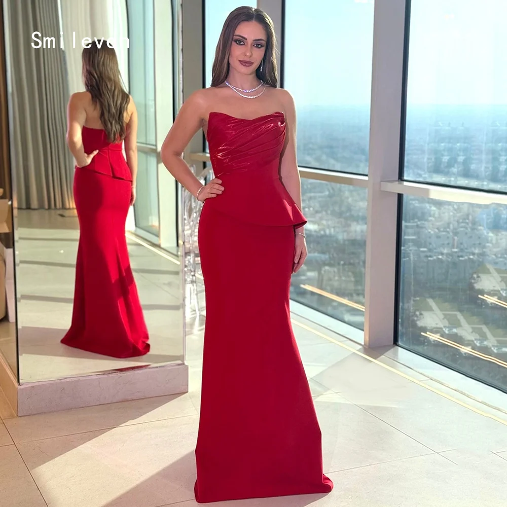 

Smileven Luxury Mermaid Prom Dress Strapless Color Blocking Party Gowns Pleat Formal Occassion Dress Customized 2026