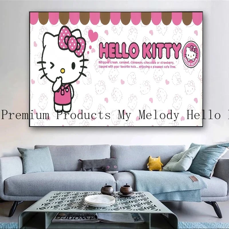 Sanrio Poster Anime Peripheral My Melody Cinnamoroll HelloKittys Canvas Painting Print Children's Room Decoration Christmas Gift