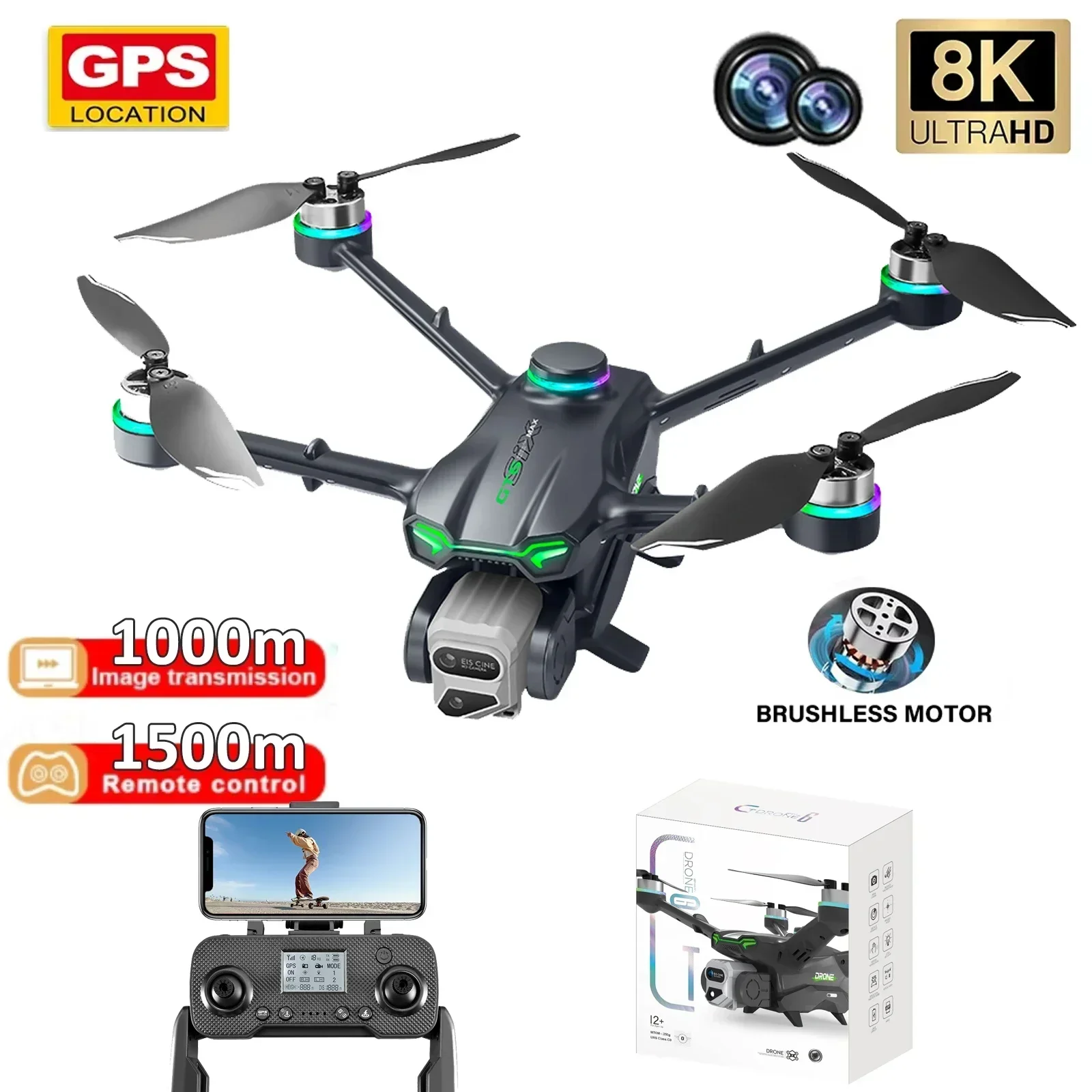 GT6 GPS Rc Drone 8K HD Dual Camera Electric Control 5G Wifi Aerial Photography Obstacle Avoidance Brushless Gps Drone Toy