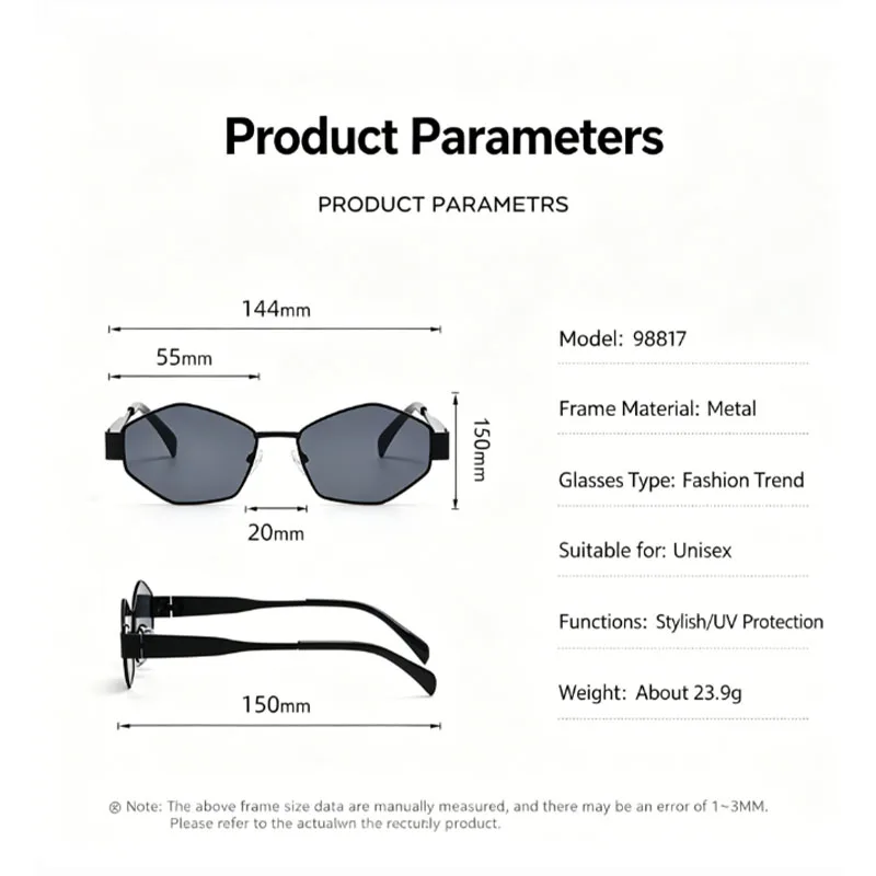 2 Pack Summer Fashion Sunglasses Set, Rhombus and Oval Frame Trendy Eyewear Accessories for Daily Wear Street Casual
