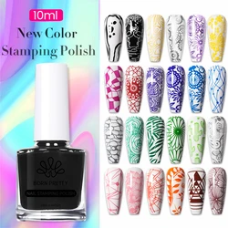 BORN PRETTY 10ml Black White Nail Stamping Polish Gold Silver Metallic Effect Nail Art Varnishes Blue Purple Stamp Polish