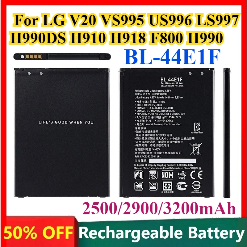 High-Capacity BL-44E1F 3200mAh Battery for LG V20 VS995 US996 LS997 H990DS H910 H918 F800 H990 Mobile Phone Batteries Backup