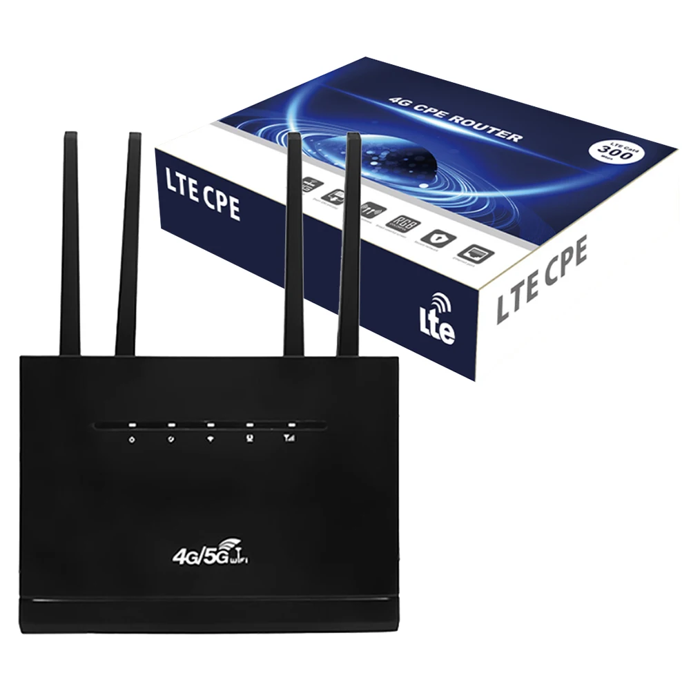 4G CPE Router 4G WIFI Router 300Mbps with SIM Card Slot WIFI Router Modem Support 32 Users 4 Antenna Hotspot for Home/Office