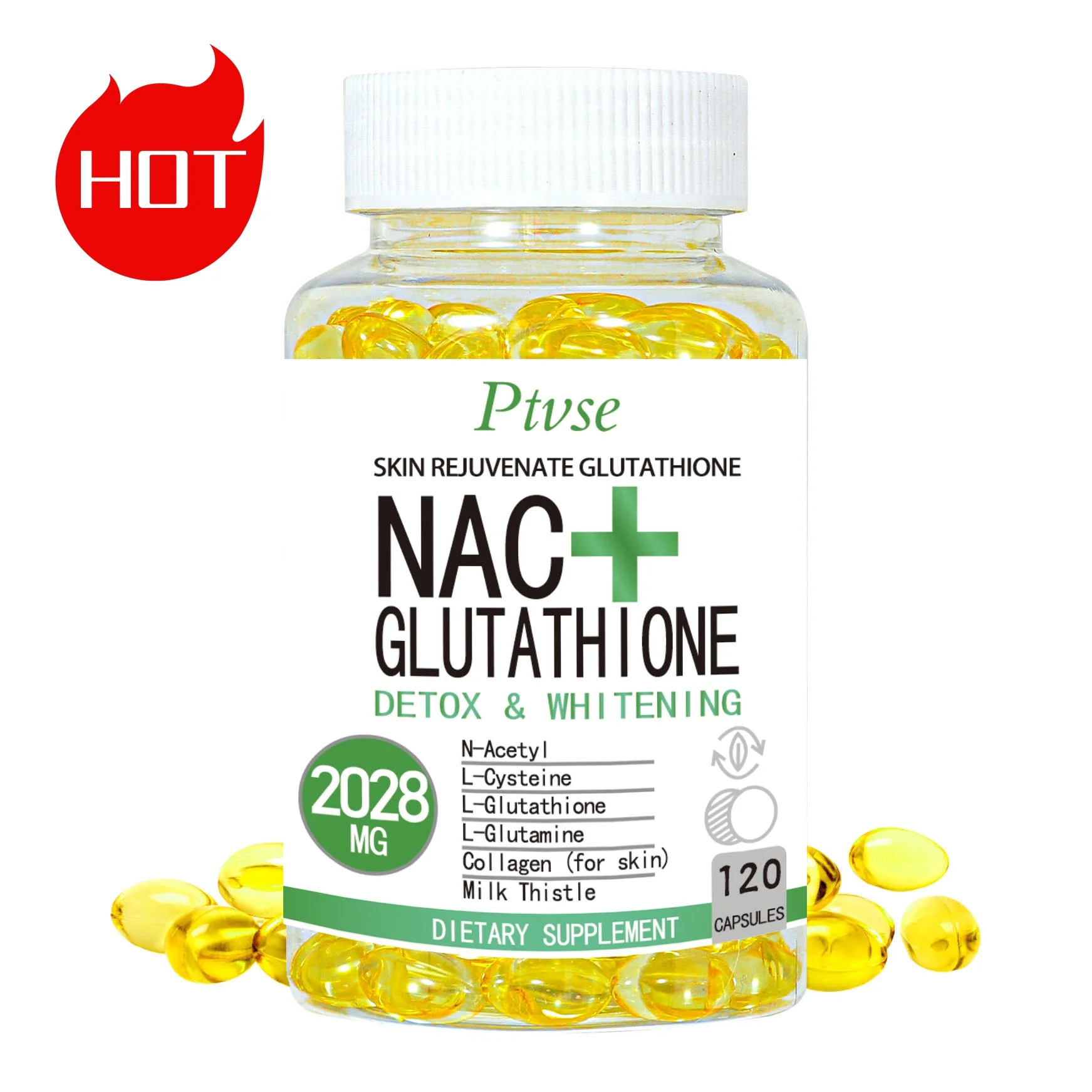 

Glutathione Collagen Capsules for Skin Health, Immunity Support, Non-GMO, Dietary Supplement