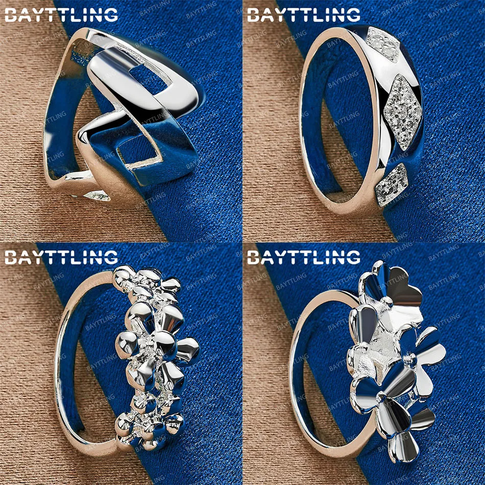 

Charming 925 Sterling Silver 7/8/9/10 Women's Exquisite Flower W-Shaped Ring Jewelry Accessories Fashion