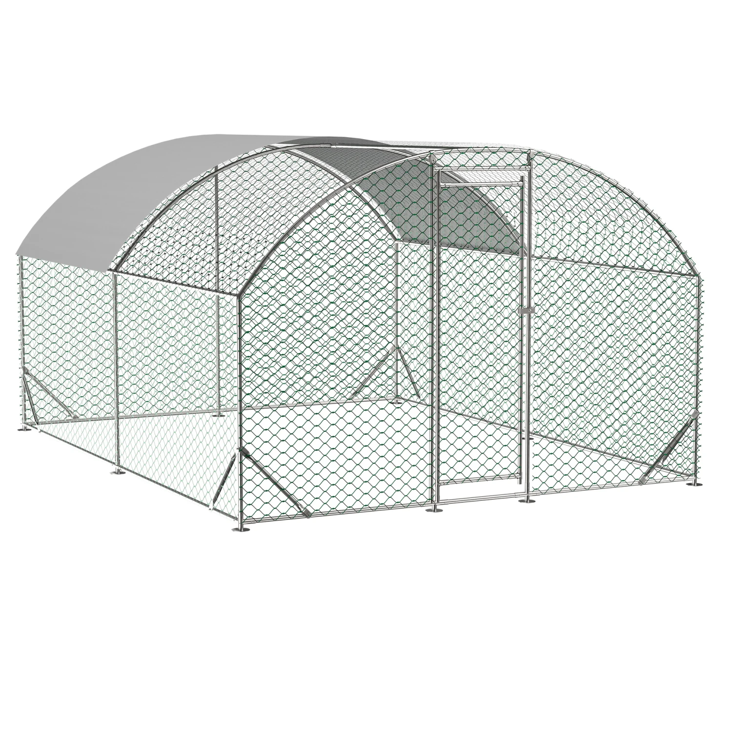 Large Chicken Coop Metal Chicken Run with Waterproof and Anti-UV Cover, Dome Shaped Walk-in Fence Cage Hen House for Outdoor and