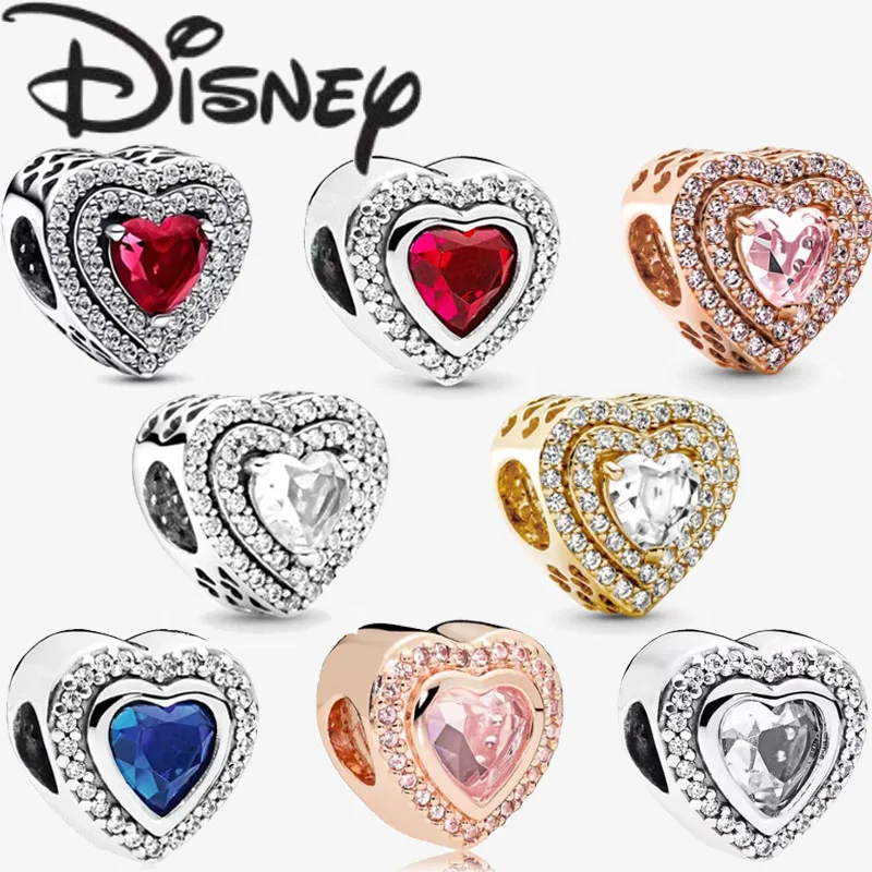 Disney 2024 New Creative Heart Shaped Beads for Women Premium Fine Glamour Jewellery Gifts Premium Glamour Jewellery Wholesale