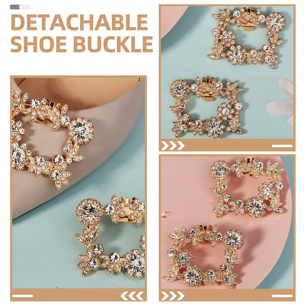 

Removable Shoe Clips High Heels Buckles Rhinestone Decorations for Pumps Embellishments Golden SCJ100G Metal Accessories Shoe