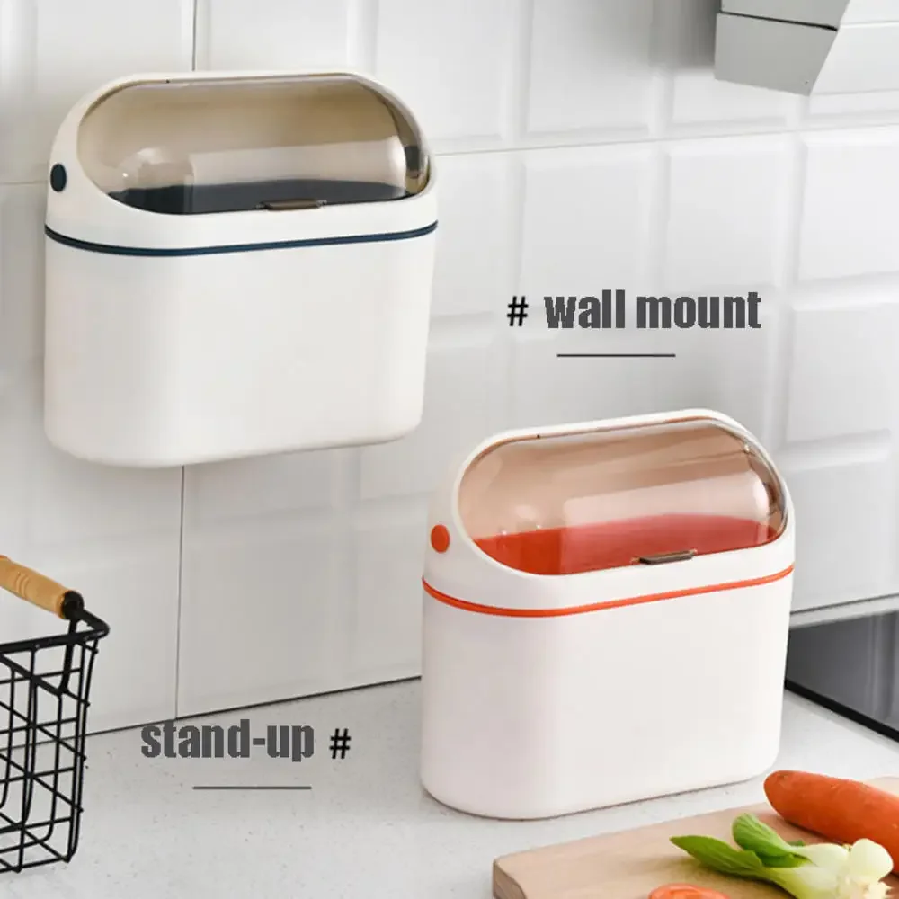 Mini Trash Can with Lid Mini Waste Basket for Desktop Small Office Countertop Garbage Can Mountable Tiny Wastebasket for RV Dorm