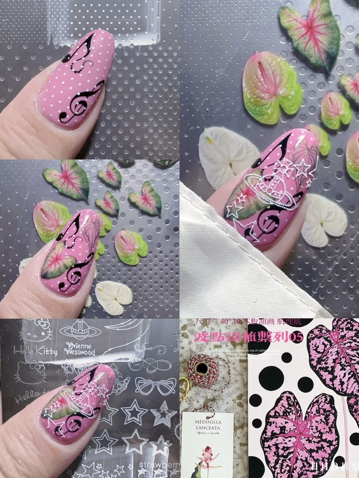 1 Stück 100cm Nagelfolie mit Schmetterlings- und Blumenmuster, Retro-Aufkleber, Nagel-Wraps, Baby-Puppen-Nagelkunst-Dekoration – Detail 1