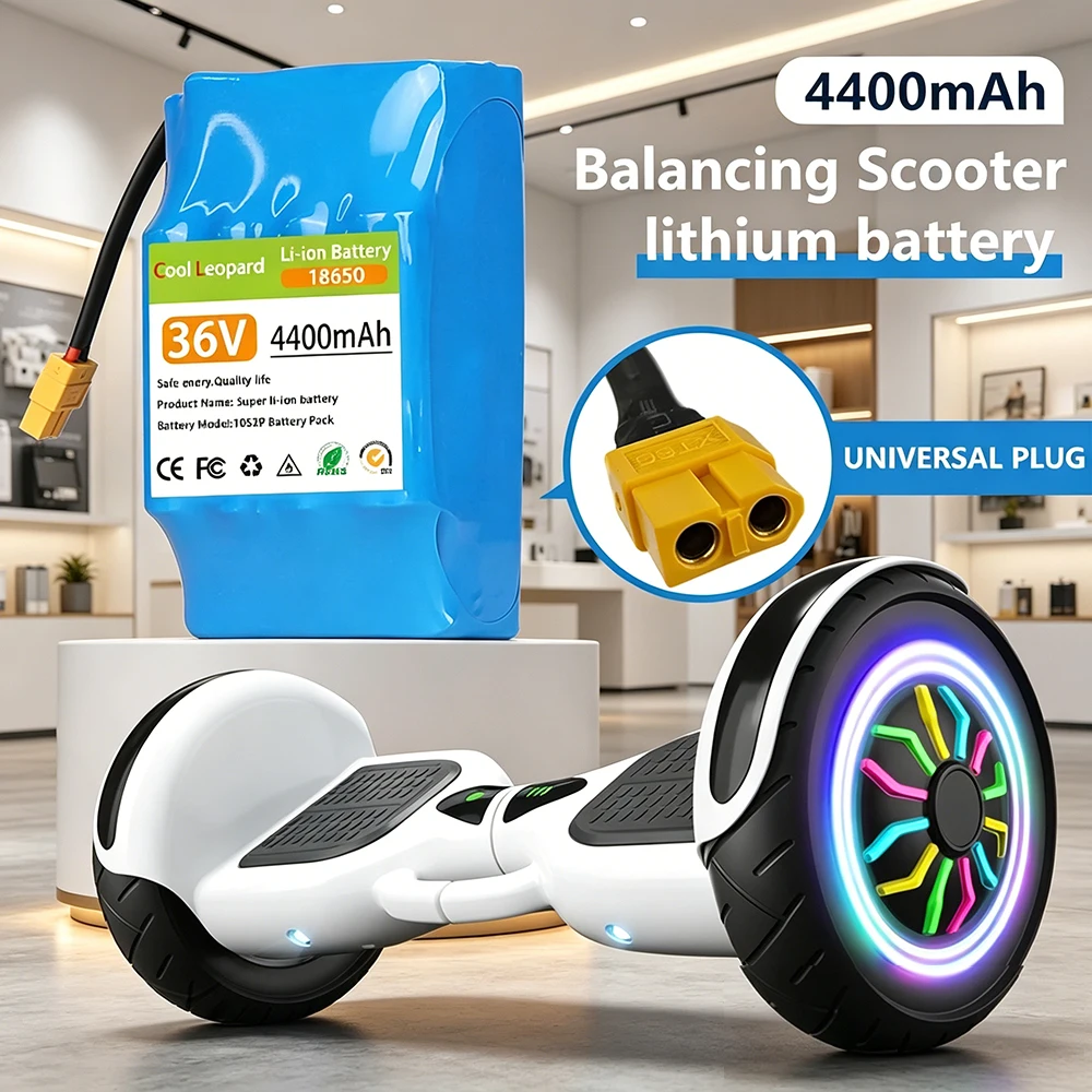 

10S2P 36V 6000mAh Rechargeable Lithium Battery Pack with BMS, for Electric Self Balancing Scooter HoverBoard Unicycle
