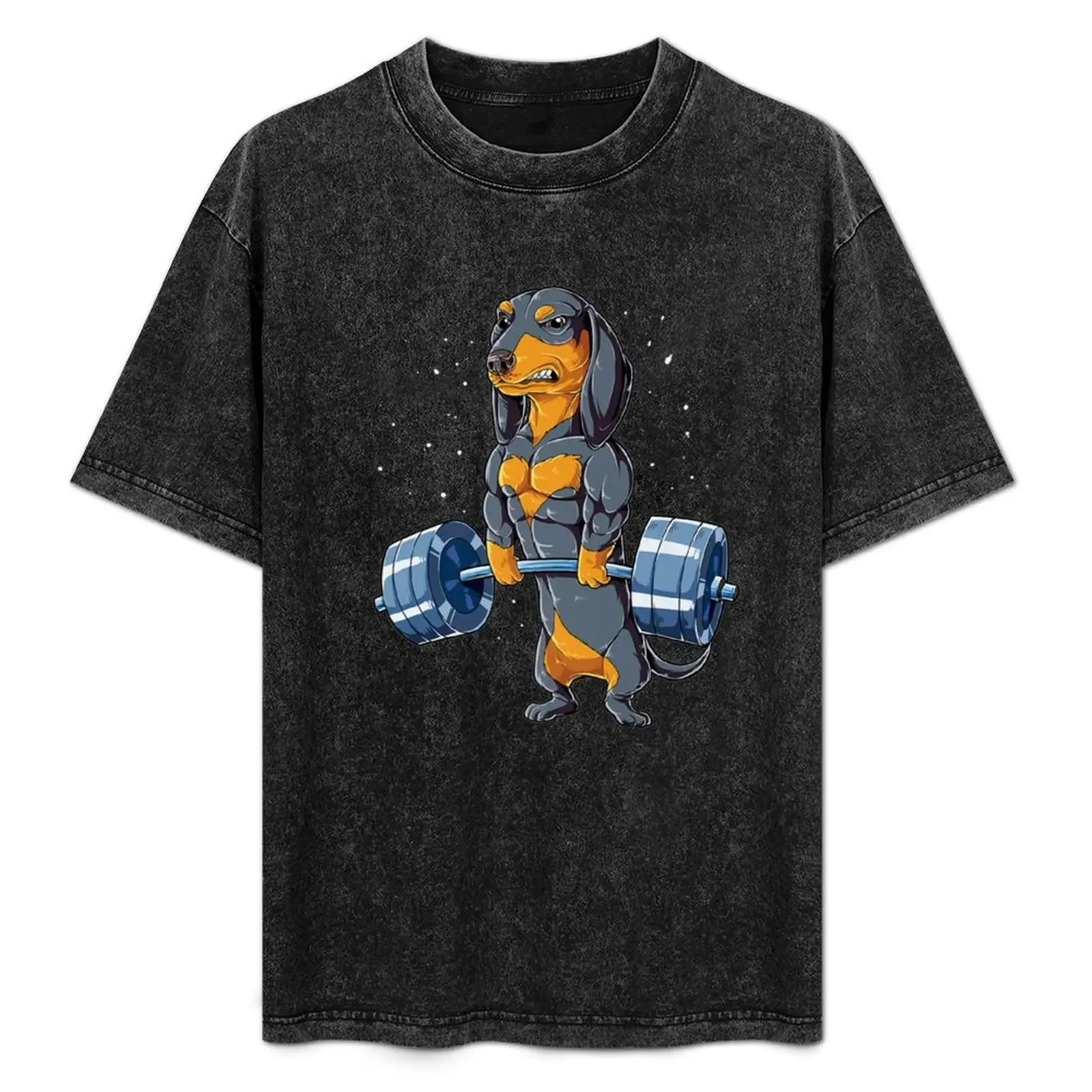 

Dachshund Weightlifting Fitness Gym T-Shirt Retro Graphic Print T-Shirt