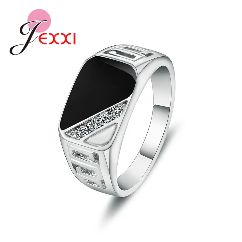 High Quality 925 Sterling Silver Women Men Rings Christmas New Ring Cubic Zirconia Square Rings Fine Jewelry Size 5-12