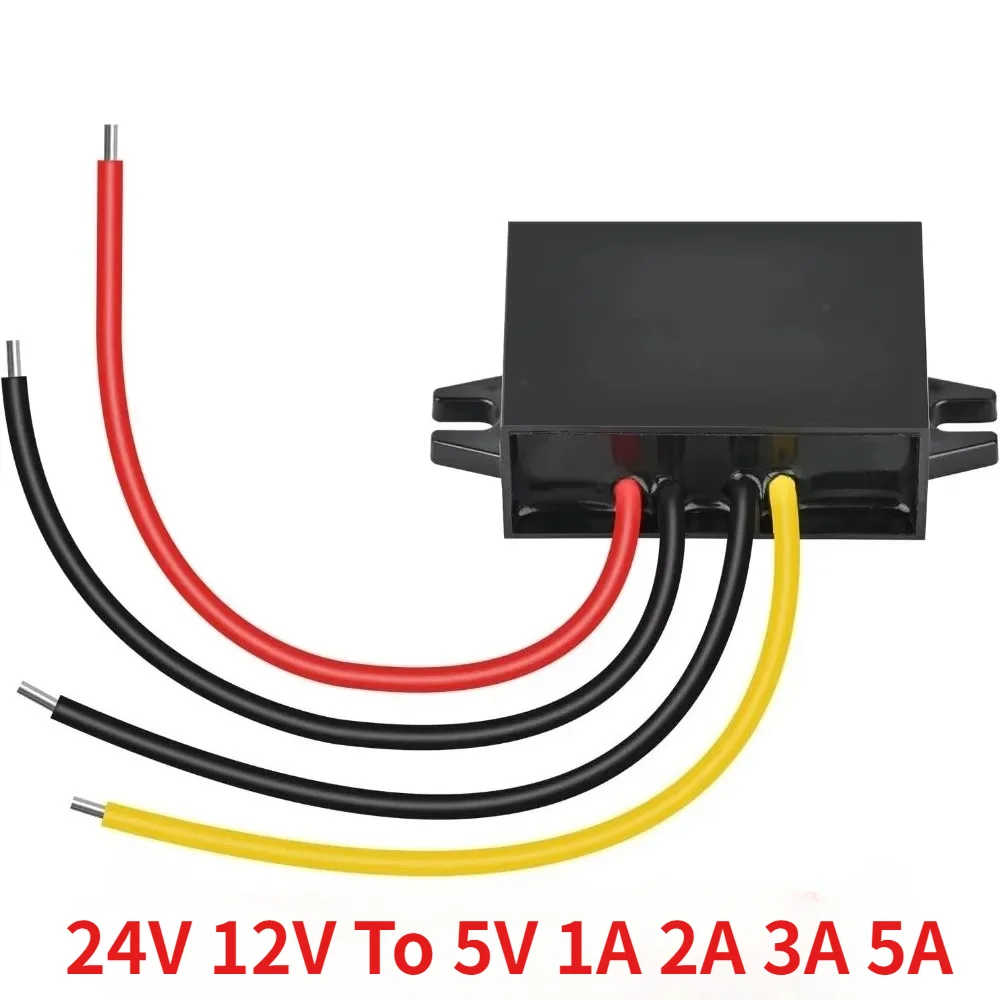 DC 24V 12V To 5V 1A 2A 3A 5A Converter Car Power Supply Voltage Regulator Waterproof Buck Converter Module For Trucks Golf Carts