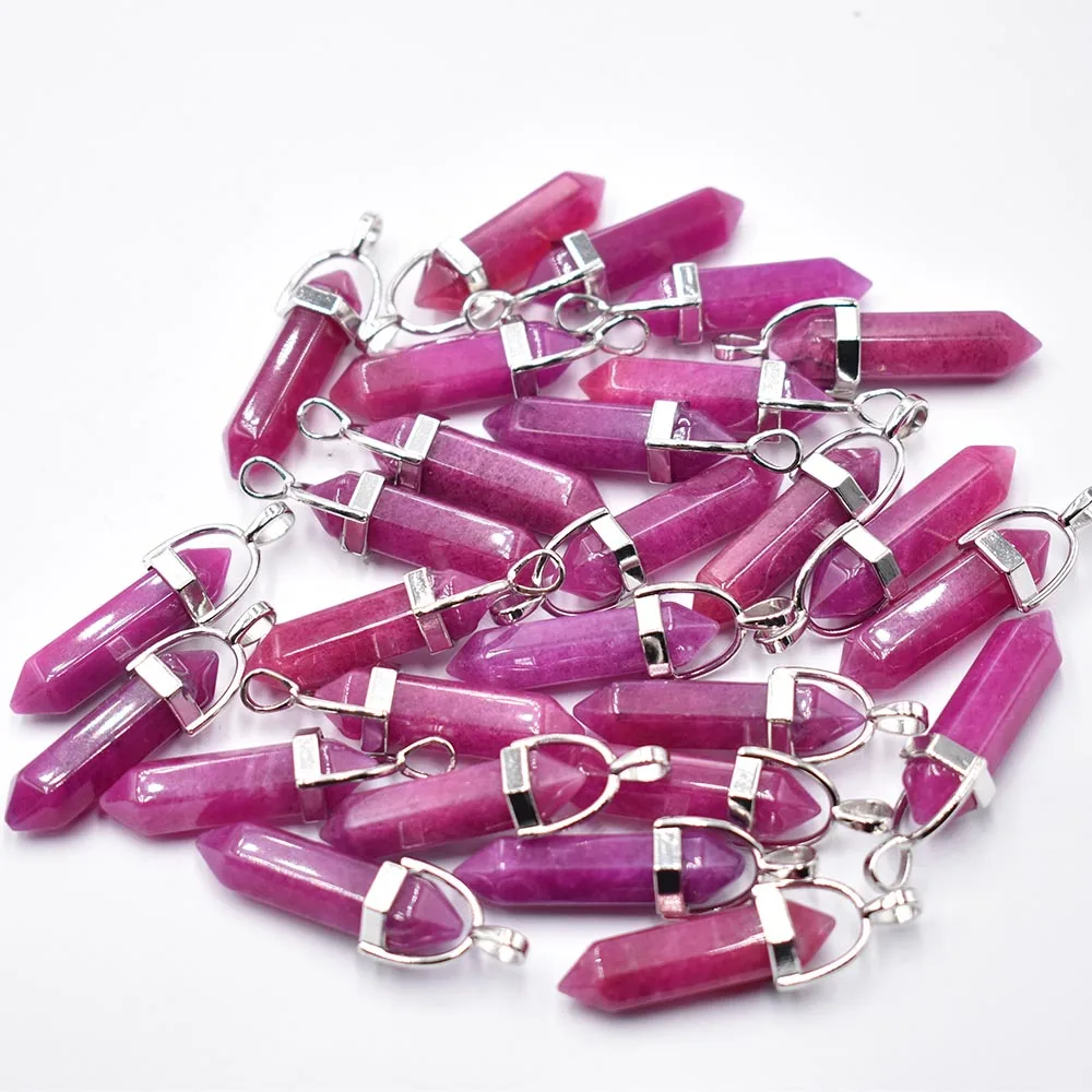 

Fashion good quality natural stone pillar charms crystal pendants for jewelry making 24pcs/lot Wholesale free shipping